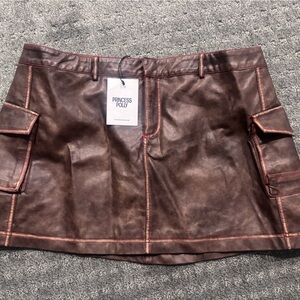 NWT Princess Polly Tanza Faux Leather Mini Skirt